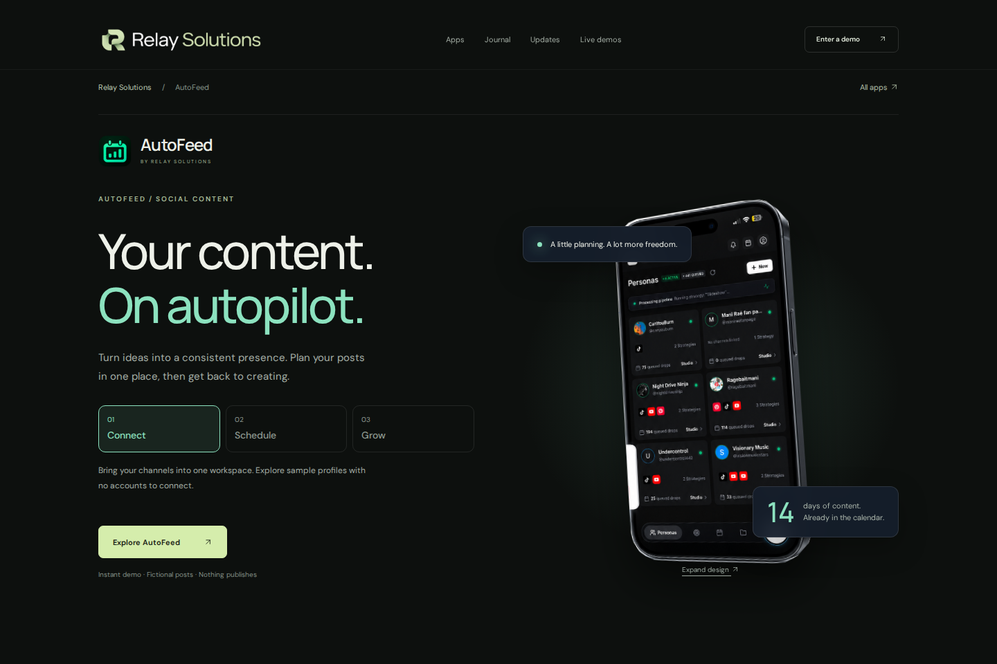 Screenshot of AutoFeed — Relay Solutions