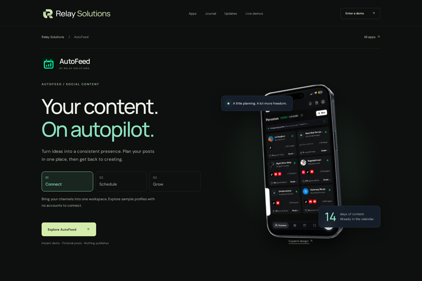 Screenshot of AutoFeed — Relay Solutions