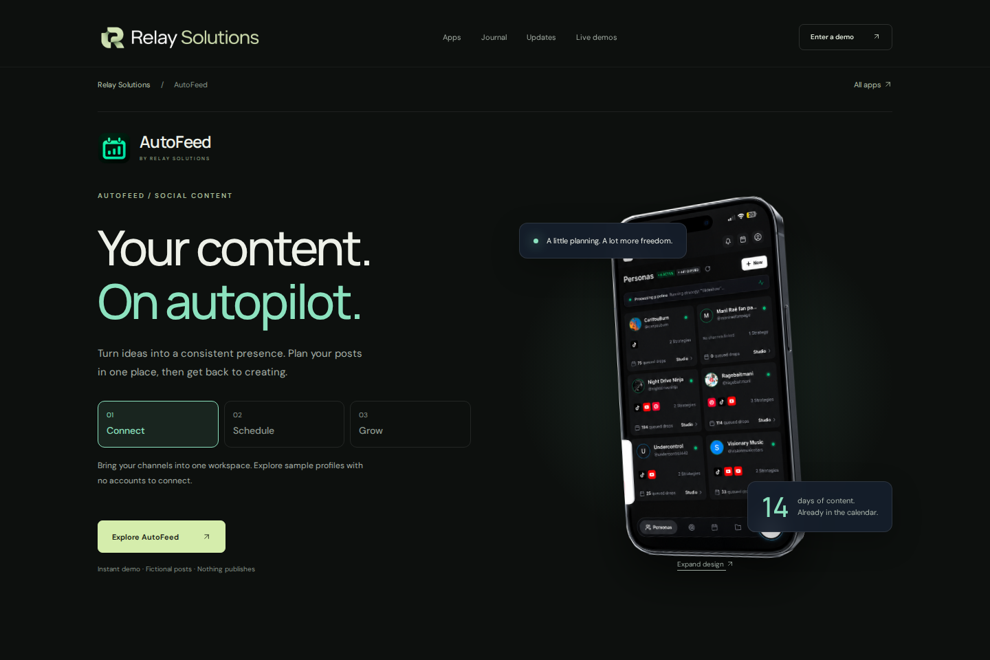 Screenshot of AutoFeed — Relay Solutions